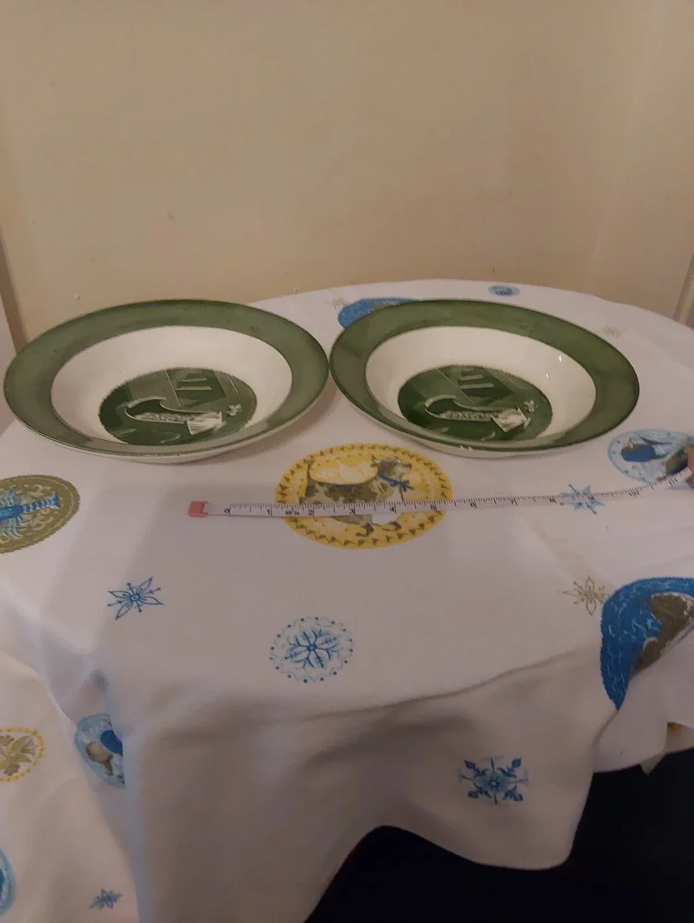 Vintage 2 Colonial Homestead Bowls, 1950s Large Rimmed Soups By Royal